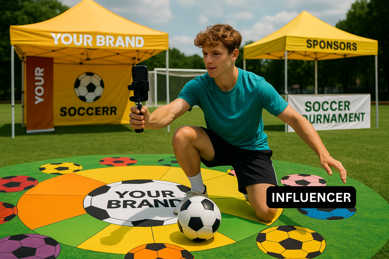 SoccerMat influencer boy recording challenge